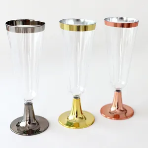 Copas descartáveis palhas 6pcs copo de plástico coquetel cilotada de champanhe uísque bebida durável e espessada para festa