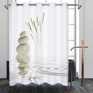 Duschgardiner spa tyg gardin växt naturskön zen bambu badrum polyester konstdekor