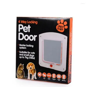 Transportadores de gatos 4 maneiras de travar a porta de aba transparente para cães e cães pequenos com portão de segurança de estrutura de plástico durável instalação fácil