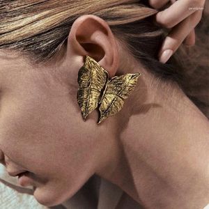 Stud Earrings European And American Retro Light Luxury Exaggerated Metal Butterfly For Women Fashion Elegant Jewelry Accessories