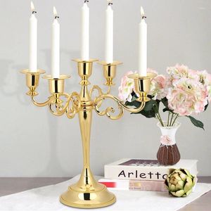 Titulares de vela 3/5 Arms Metal Pillar Candlestick Decoração de casamento Mariage Home Decor Candelabra Silver/Gold