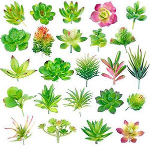 24 Pack Artificial Succulents Plant Garden Miniature Fake Cactus Floral DIY Home Fake Succulents Fake Plants Faux Succulents 10297813525