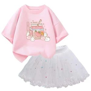 Kleidung Sets Princess Girl Tutu Ski Set Sommer Pfirsichsaft Top und purer Ski Baby Set Geburtstagsfeier Tanzkleidung Setl2405