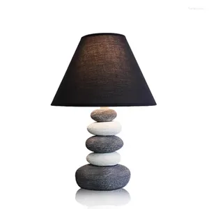 Table Lamps Japanese Style Wabi Sabi Lamp Retro Ceramics Bedroom Bedside With Fabric Lampshade Living Room Decorative Light