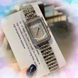 Dikdörtgen şekli kuvars kadın saatler paslanmaz çelik kemer saati küçük iki pim kadran metal modern tasarım gökyüzü yıldız elmas kol saati ilk yıldız seçim hediyeler