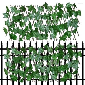 Decorative Flowers Expandable Artificial Ivy Hedge Green Leaf Fence Panel Faux Privacy Screen For Wall Home Outdoor Garden Balcony