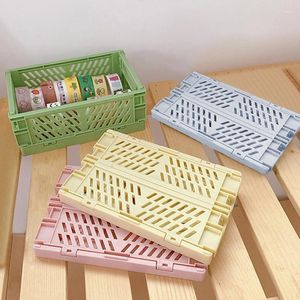 Armazenamento de cozinha Crata dobrável Caixa de plástico caixa de cesta de cesta utilidade de recipiente cosmético Portador de mesa