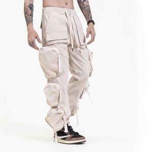 Calças masculinas Hip Hop Street Casual Troushers Bottom Fashionable 3D Multi Pocket Cargo Pants Runner Slowstring Zipper Sports Sports XLL2405