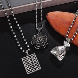 Chains Trendy Tibetan Silver Jewelry Nepal Ethnic Lotus Abacus Pendant Chain Necklace Bead Style