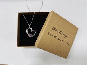 Colares pendentes Wowhumptar Moda Heart for Women Personalizou 2 Birthstone Mothers Day Gift Mom