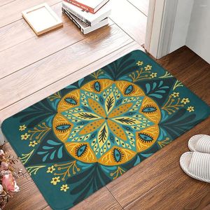 Tapetes brotando teal mandala mal olho não deslizamento capacho de tapete de tapete de tapete de tapete home decorativo