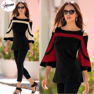 Kvinnors T -skjortor Pulabo 3 färger Y2K Women Flare Sleeve Casual Blus Kvinnlig fast färg Fashionabla Spring Outfits Party Clubwear Shirt