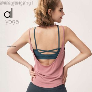 Desginer Als Yoga Aloe Top Shirt Clothe Short Woman Alolightweight Tank Fitness Sports Running Top Summer Womens Modlarge U-shaped Strap Cover