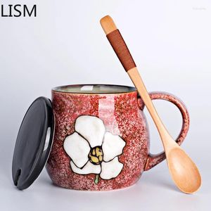 Tassen Japanische Keramik mit Holzlöffel kreative personalisierte Reise Kaffeetasse handgefertigte türkische Tassen Tee Milch Süße Tasse