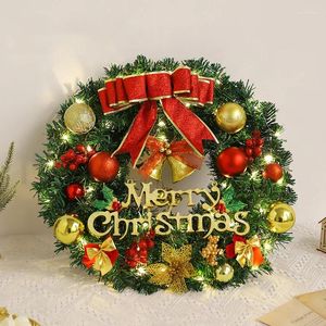 Flores decorativas 40/50cm Christmas Red Bow Wreath Garland Rattan Xmas Ball Ornament Winding Windown Decoration for Year Party Home Wall