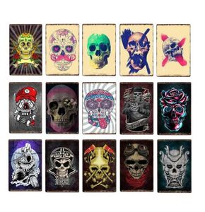 Segno di metallo retrò New Skull Tattoo Parlors Shop Tin Segnali Top Music Film Poster Art Cafe Bar Vintage Metal Painting Wall Cla6943619