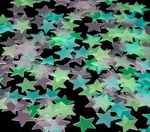 1000pcs 3d estrelas brilham nos adesivos de parede escura fluorescente luminoso para crianças quarto de bebê teto de casa decoração7686429