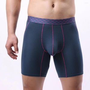 Underpants Mens Stretch Long Boxershorts Middle Waist Underwear Solid Lengthening Wear Resistant Boxer Briefs Breathable Male