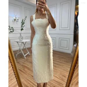 Partykleider Arabisch Beige Mermaid Elegante Knöchellänge Kristallperlen Luxusabendkleider für Frauen Cla71914 Serene Hill