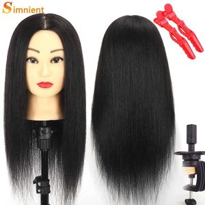 Mannequin Heads Simnient 100% artificial hair human head with training styling solo hairdresser virtual doll used for practicing hairstyles Q240510