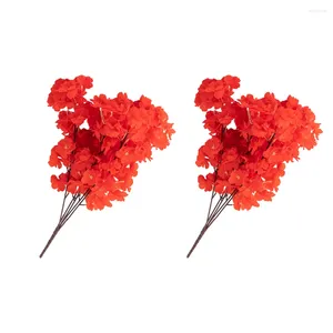 Decorative Flowers 2 Pieces Artificial Cherry Blossom Silk Garden Bouquet Wedding Dark