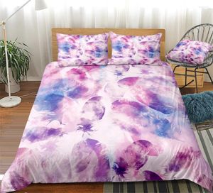 Bedding Stays Snow Bird Feather Set Water Color Tampa de edredão boho colcha rosa Cama pintada de mão meninas florais