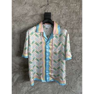 カサブランカピンポンシルクシャツホリデーカジュアルな汎用シャツボタンビーチシャツカサブランカ