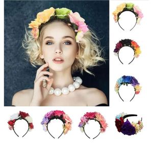 Simulação de faixa de coroa mexicana, figurina rosa Flower Garland Photo Props Festas de cabelo de casamento 1220