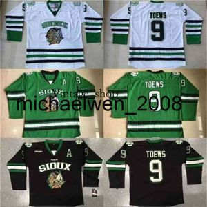 Vin Weng Mens 9 Jonathan Toews Dakota Hockey Jersey100％ステッチエブロフィーリーファイト