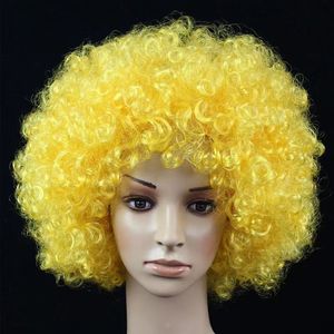 Hot Selling Short Curly Afro Wigs For Men Kvinnor Flera färger Full Synthetic Hair Wig America African Natural Wigs Cosplay Hair Dropshipping