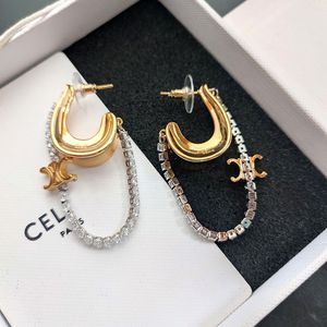 Lüks Celibrand Circle Tasarımcı Küpe Kadınlar 18K Altın Gümüş Vintage Aretes Oorbellen Brincos Zirkon Kristal C Tassel Küpeler Küpe Kulak Yüzük Mücevher Hediye