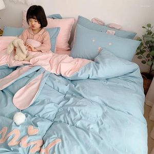 Sängkläder set mode tecknad söt set täcke täcke kudde kudde fodral fyra stycken prinsessan stil mönster l9