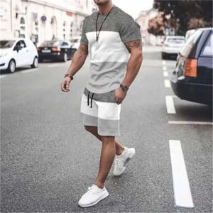 T-shirt masculino masculino Casual Casual Camiseta Conjunto de roupas esportivas de roupas de tamanho vegetal curto shorts de praia de verão Q2405010