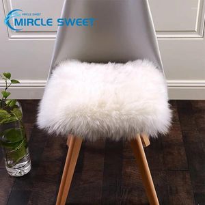 Pillow 40X40cm Square Faux Fur Sheepskin Chair Cover Seat Pad Super Soft Area Rugs For Living Bedroom Sofa Car