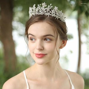 Clip per capelli Rhinestone Star Women Crown Crown Bridal Headband Silver Color Girls Girl Prom Accessori fatti a mano