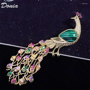 Broches Donia jóias moda cor animal brochal pavão de pavão microaid zircon Acessórios de vestuário sofisticados