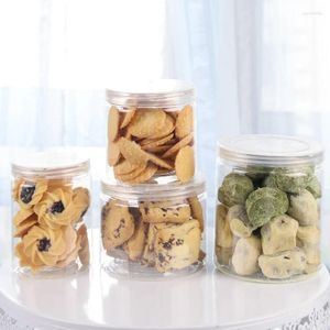 Copas descartáveis falhas 10pcs líquido de embalagem redonda de líquido biscoitos biscoitos selo jarra de vedação de plástico transparente de bolo de bolo armazenamento de doces com tampa