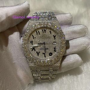 아이스 아웃 vvs moissanite 힙합 기계 흉상 다운 손목 WatchVVS