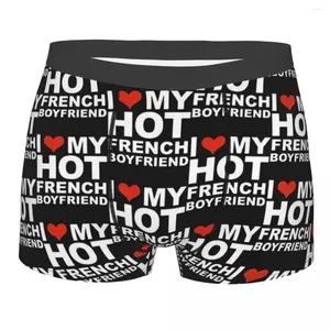 Underpants I Love My French Boyfriend Men Printed Boxer Briefs Valentine's Day Gift Highly Breathable High Quality Idea