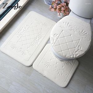 Bath Mats Zeegle Embossed Toilet Set Memory Foam Mat Carpets Absorbent Non-Slip Floor Rugs Lid Cover