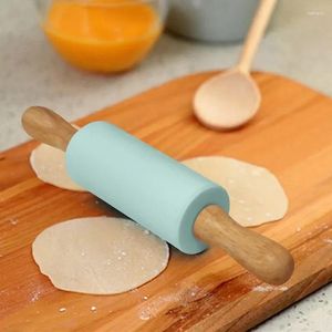 Baking Tools Non-Stick Silicone Rolling Pin Wooden Handle Pastry Dough Flour Roller Kitchen Cooking Tool For Pasta Cookie