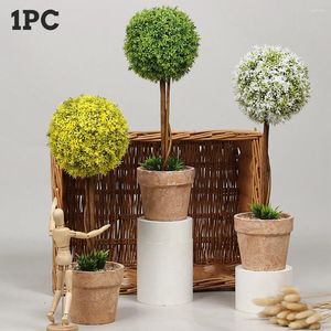 Decorative Flowers Office Balcony Free Standing Artificial Tree Gift Plant Home Decor Potted Large Spherical Plastic Combination