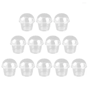 Copos descartáveis canudos 20 PCs Copo de sobremesa DIY Acessórios Salada Tampa de molho transparente de molho de 250 ml de plástico mini caixas de cupcakes