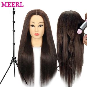 Mannequin Heads 85% of the real hair doll head is used for professional hairstyle training headgear human model shape practicing hot curling and straight iron Q240510