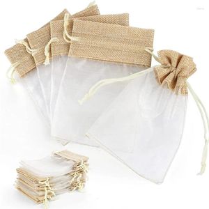 Bolsas de compras 30pcs Pockets de cordão de tração Organza Gaze Sachet Gift Bag White Drawable Party Supply Jóias de Casamento Decoração de embalagem