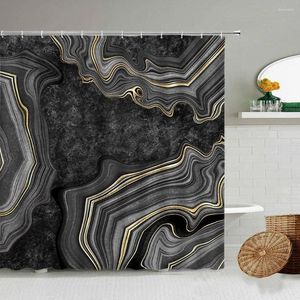 Shower Curtains Abstract Marble Creative Black Grey Gold Line Ripple Geometric Bath Curtain Modern Cloth Home Bathroom Decor Set