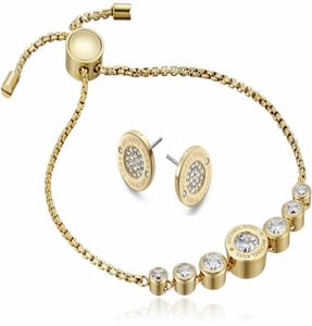 2020 Designer Siver18K Roségold Diamant Armband Ohrringe Schmuck Set für Frauen Mode Schmuck Schöne Hochzeitsvergütung 3015897