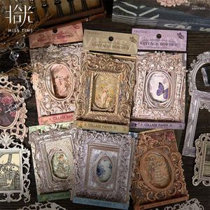 Embrulho de presente 10 pcs Hollow Out papel decorativo de borda vintage para o material de recortes de moldura de imagem DIY