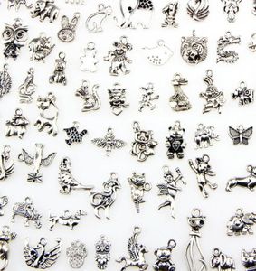 100 disegni assortiti incantesimi di animale per gatto orso per uccelli uccelli ox per cani da scoiattolo ... pendenti per gioielli bracciale per collana fai -da -te 9861222