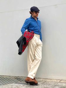 Pantaloni da uomo Nuovo 2023 Spring ad alta densità di cotone francese Copertura da uomo Gurkha Gurkha RETRO RETRO RETRO RETRO RETRO SPHE FLOWL2405